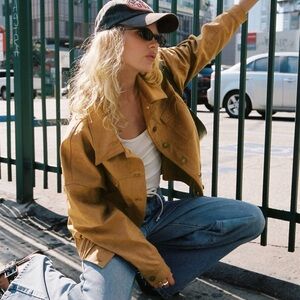 Princess Polly Ristretto Faux Suede Bomber- Brown